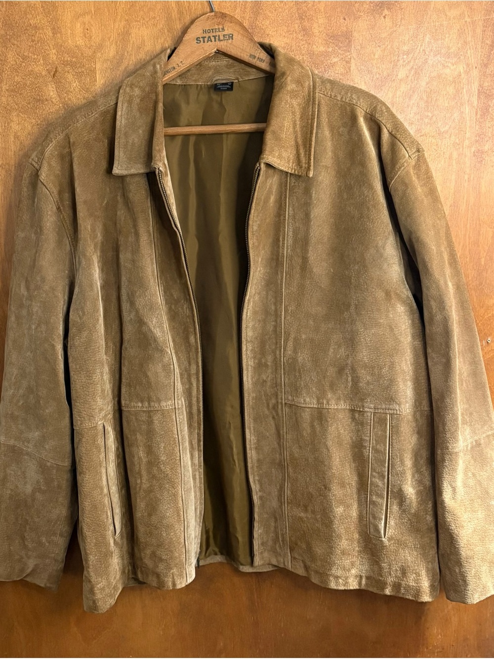 Vintage Tan Brown Suede Leather Zip Up Jacket XL Country Western Rodeo Festival - Picture 3 of 14